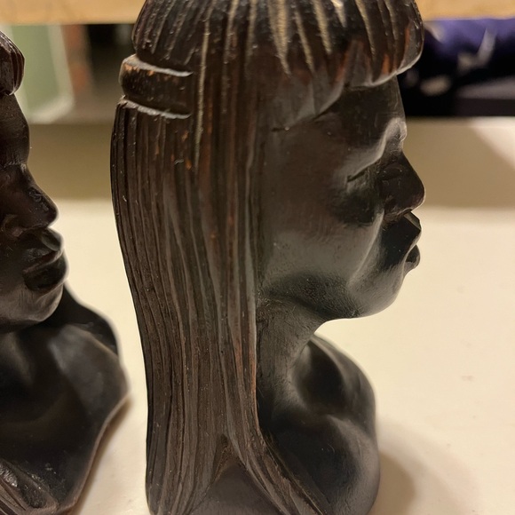 Sculpture hand carved wood. Representing an Indian woman and man measuring 11 cm - Picture 7 of 16